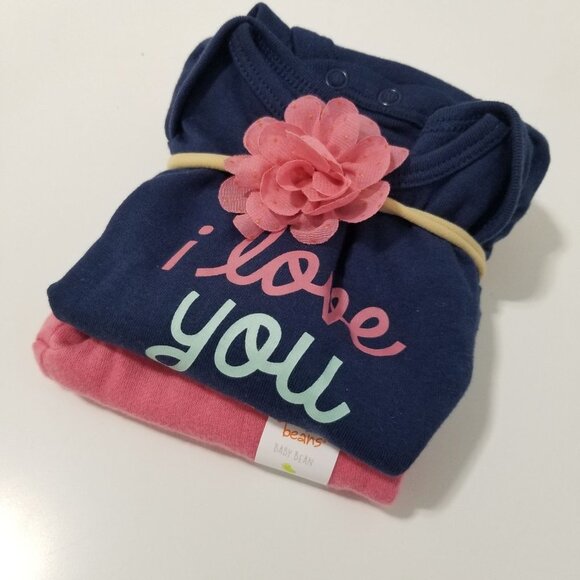 NWT JUMPING BEANS 3 PIECE SET BODYSUIT SWEATPANTS AND HEADBAND Baby Size 3M - Picture 9 of 9